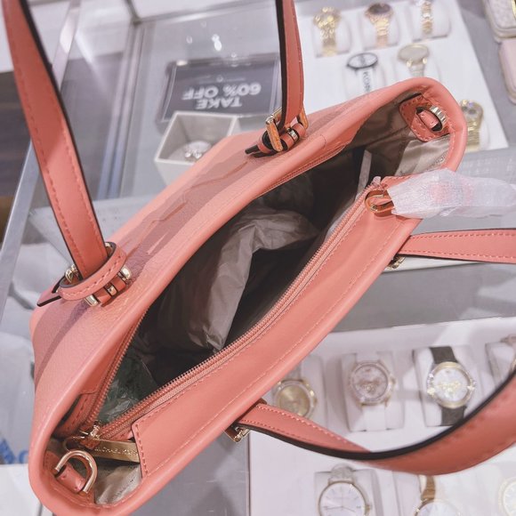 Michael Kors Jet Set XS Carryall Tote Crossbody Floating MK Logo Sherbert Pink - Picture 5 of 7